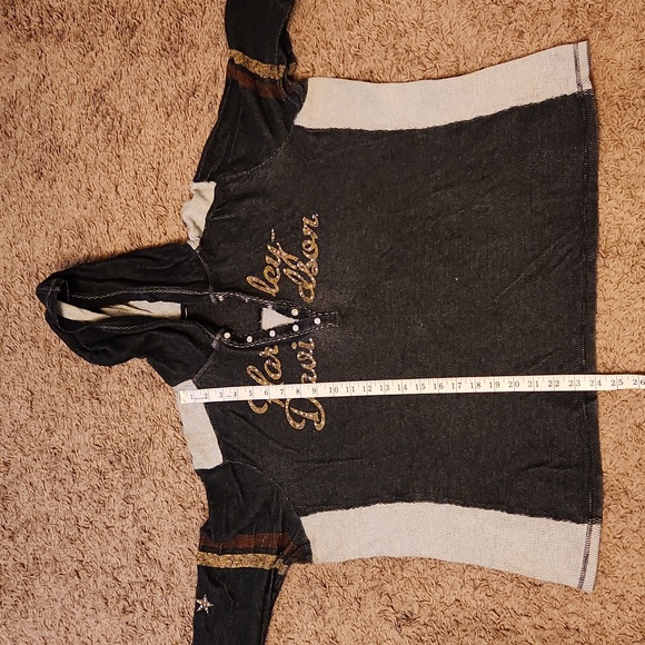 HARLEY-DAVIDSON WOMEN'S 1/4 BUTTON LONG SLEEVE HOODIE - Picture 7 of 7